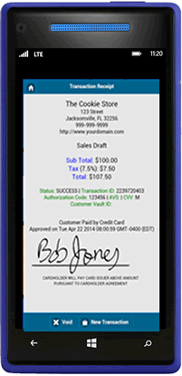 mobile payment credit card terminal for windows phone